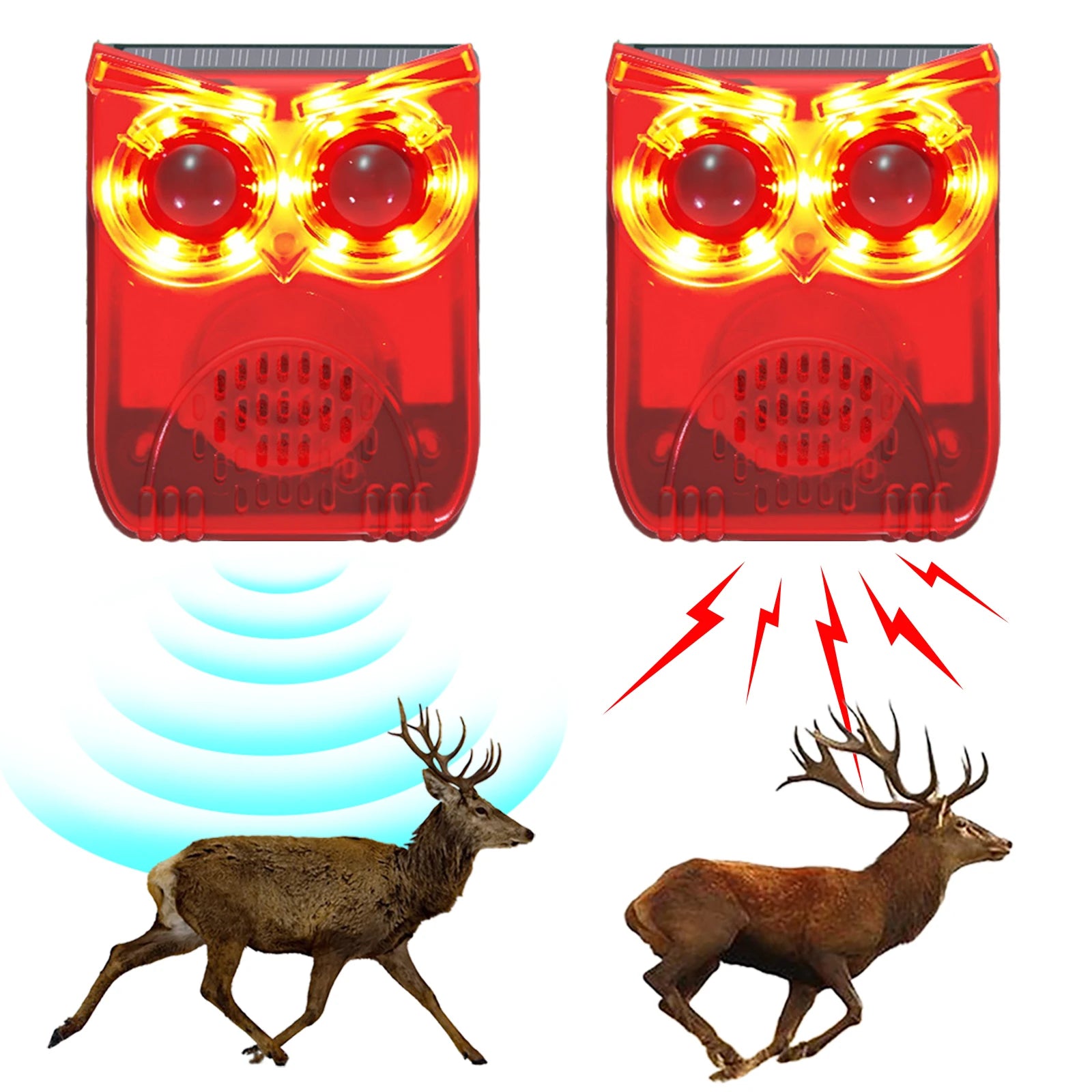 Solar Outdoor Motion Sensor Alarm Dog Barking&Gunshot Sound Home Security Alarm Animal Repeller Loud Noise Maker for Yard Garden