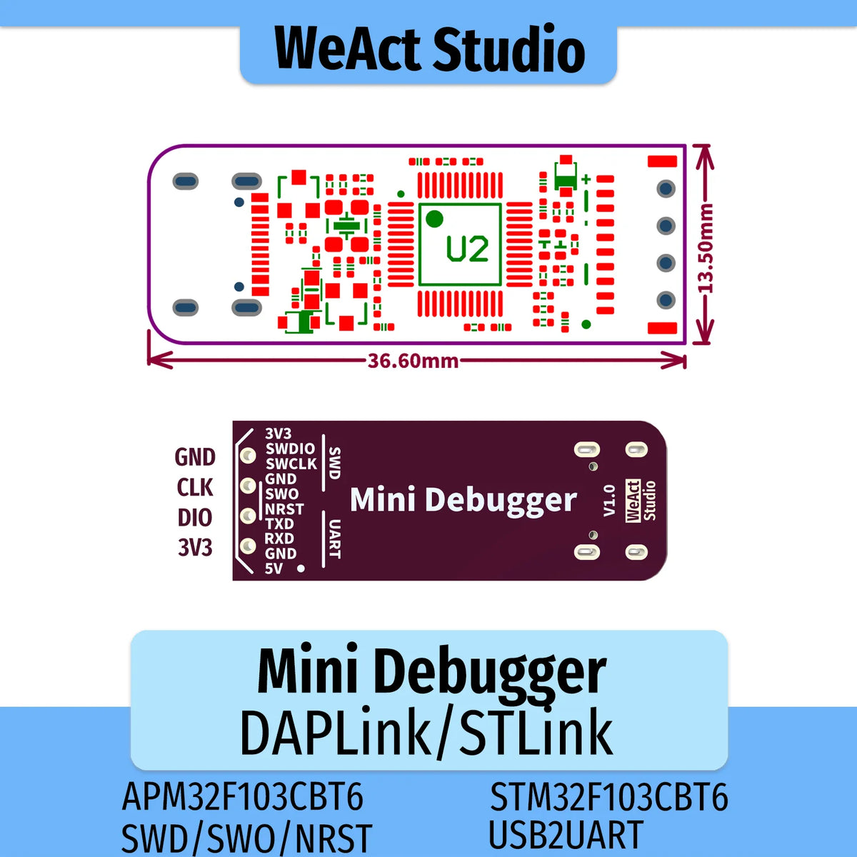 ST-LINK V2.1 DAPLink Emulator Debugging Download STLink Programming Burner STM32 Serial Port
