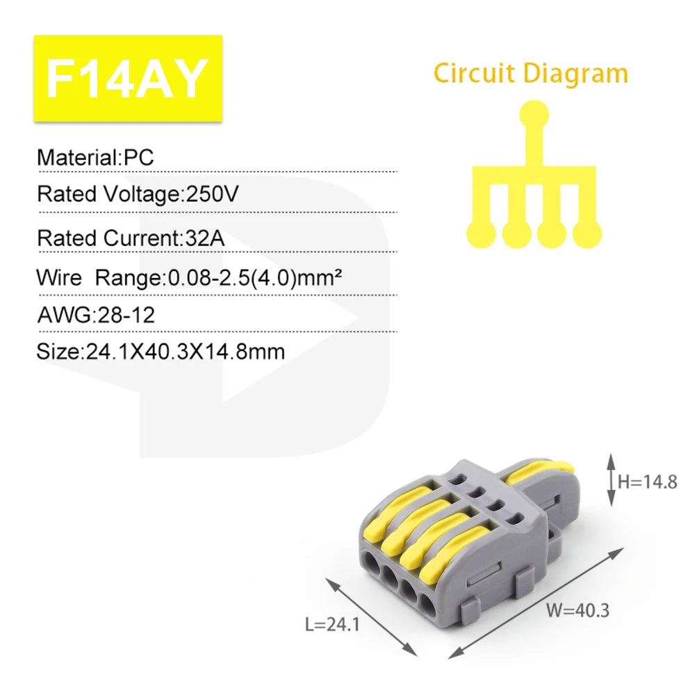 10/100PCS Electrical Cable Connector 1 in Multiple out Quick Wire Terminal Block 2/3/4/5Pin Push in Lever Connectors 0.08-4.0mm2