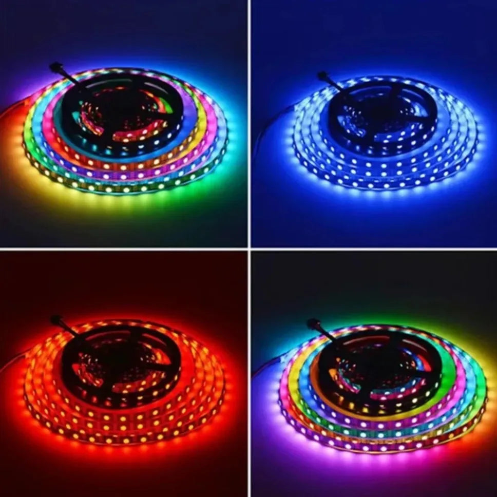 WS2812B 5050 RGBIC Smart LED Strip WS2812 Individually Addressable IC 30/60/144Pixels/Leds/m Light DC5V Black White IP30/65/67