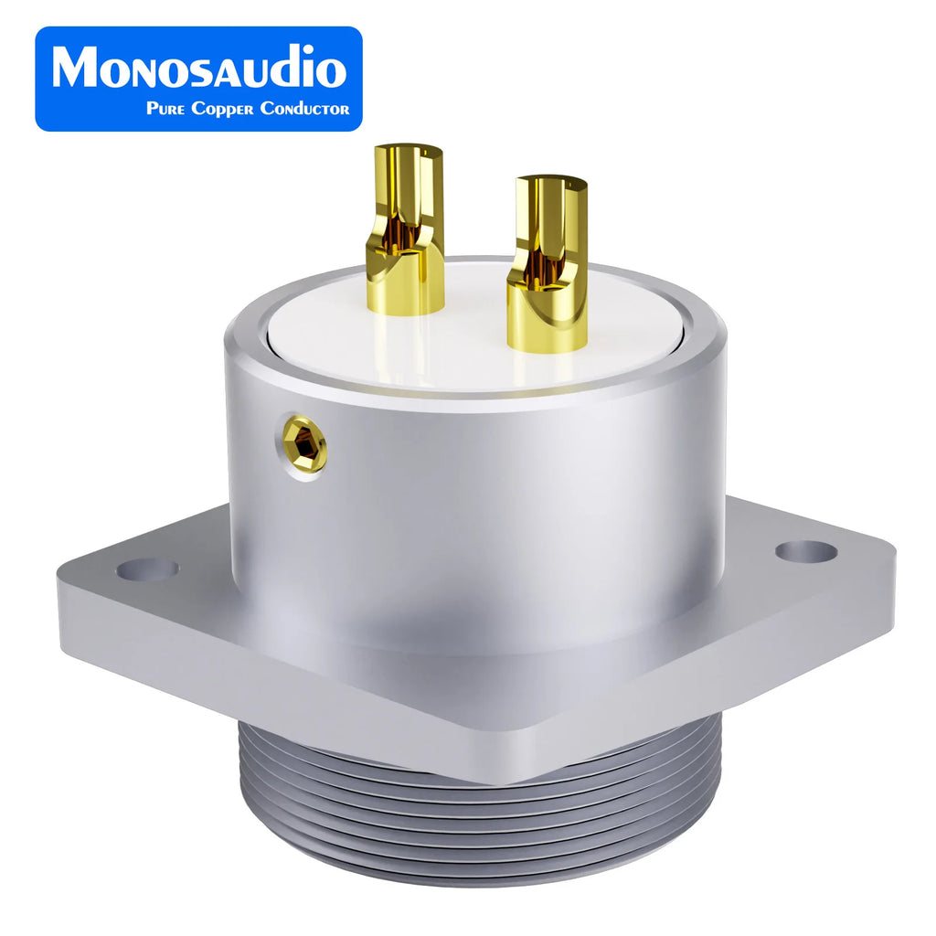 Monosaudio Pure Copper 2pin GX16 Male Socket Chassis GM16 24K Gold Plated Micro Male Connector
