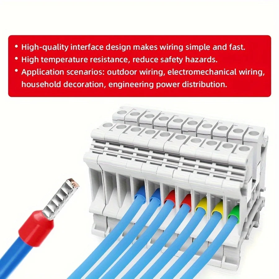 100PCS Electrical Tube Terminals Suit VE Tubular Block Cord End Connectors Cable Wire Connector