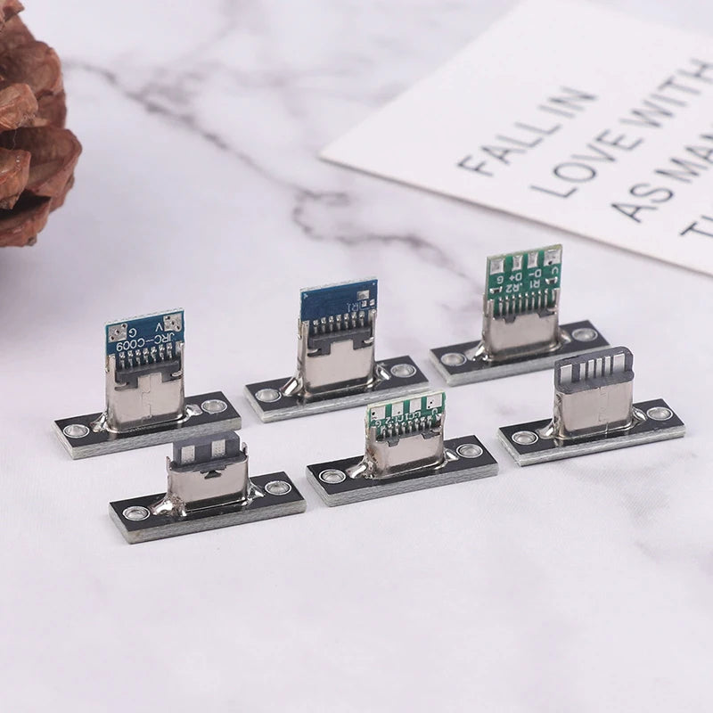 5Pcs New USB 3.1 Type C Socket With Screw Fixing Plate Type-C USB Jack 3.1 Type-C 2Pin 4Pin Female Connector Jack Charging Port