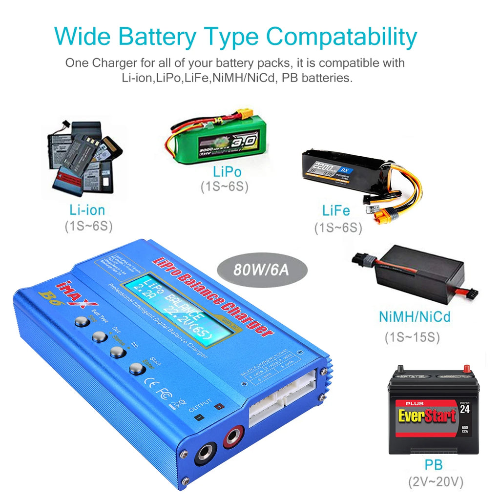 HTRC IMAX B6 80W RC Charger for Lipo NiMh Li-ion Ni-Cd Battery Charger RC B6 Charger Lipro Discharger Digital Balance Charger