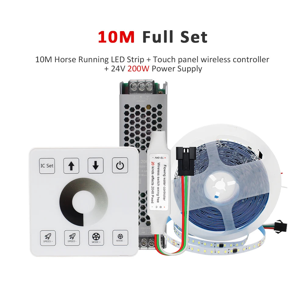 20M 15M 5M 10M Running Water Flowing LED Strip Light DC24 WS2811 SMD2835 Horse Race Pixel Addressable Flexible Linear Lamp Set