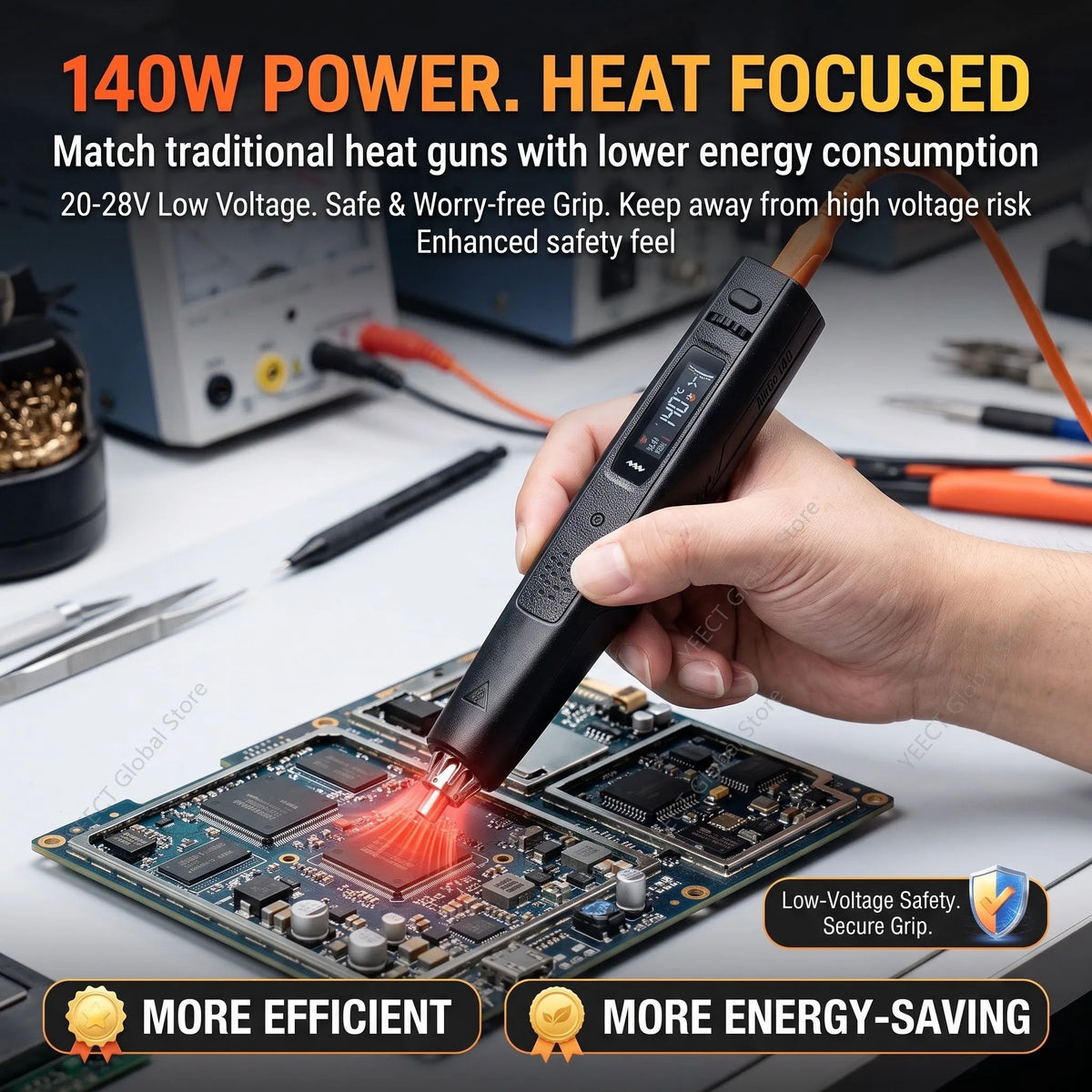 MINIWARE AirGo 140 Portable Hot Air Gun 140W PD3.1 USB-C Electric Heat Gun 115g Compact For Phone Repair BGA Desoldering