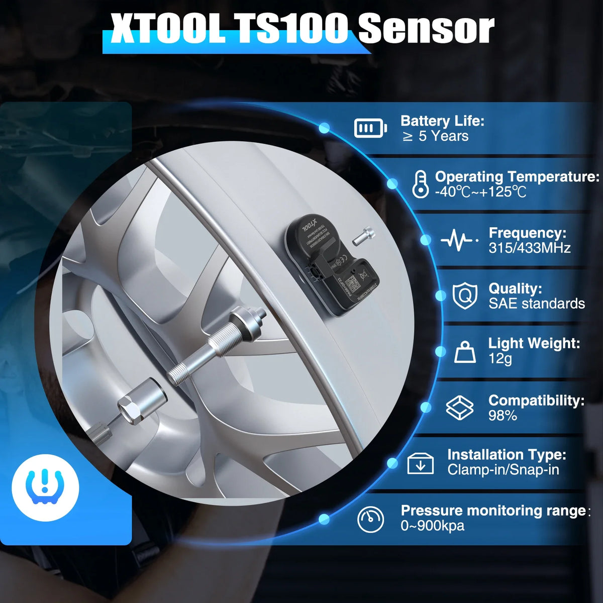 XTOOL TS100 PRO Sensor TPMS Sensor Tire Repair Tools TPMS Pressure Monitor Tester Automotive Tire Pressure Programming Sensors