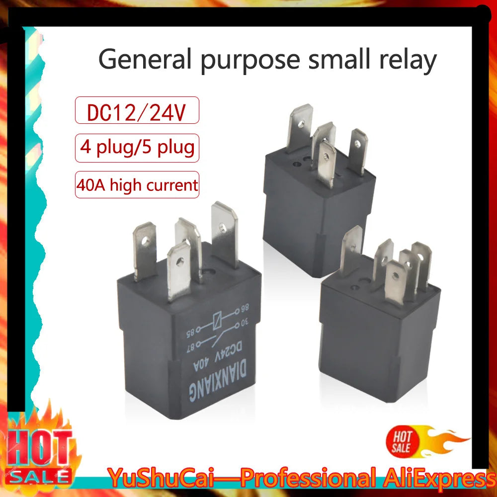 Automotive Relay 40A 12V/24V 4 Pin 5 Pin Small Waterproof Relay Lighting Controller