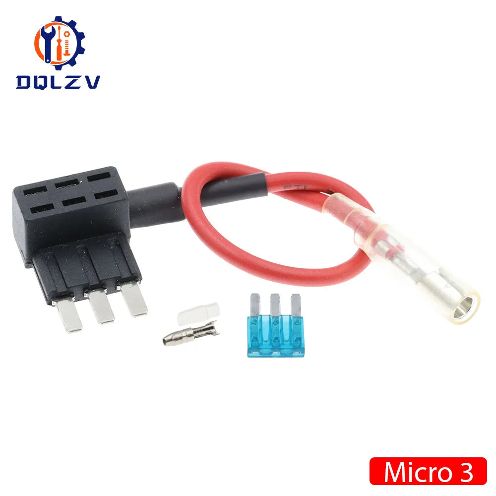 12V Fuse Holder Add-a-circuit TAP Adapter Micro Mini Standard Ford ATM APM Blade Auto Fuse with 10A Blade Car Fuse with holder