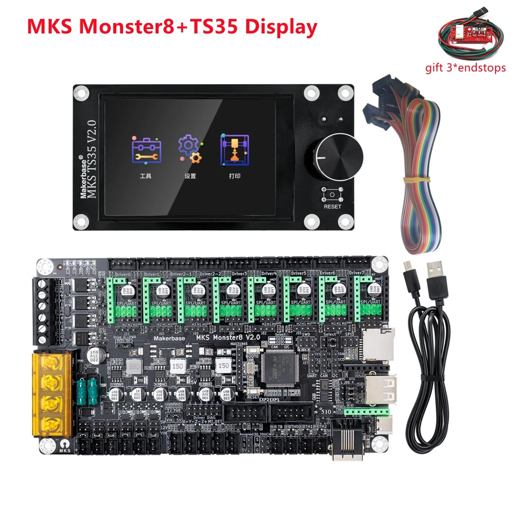 3D Printed Accessories Makerbase MKS Monster8 V2 32Bit Control Board 3D Printer Parts TMC2209 A4988 for Voron VS Spider Octopus