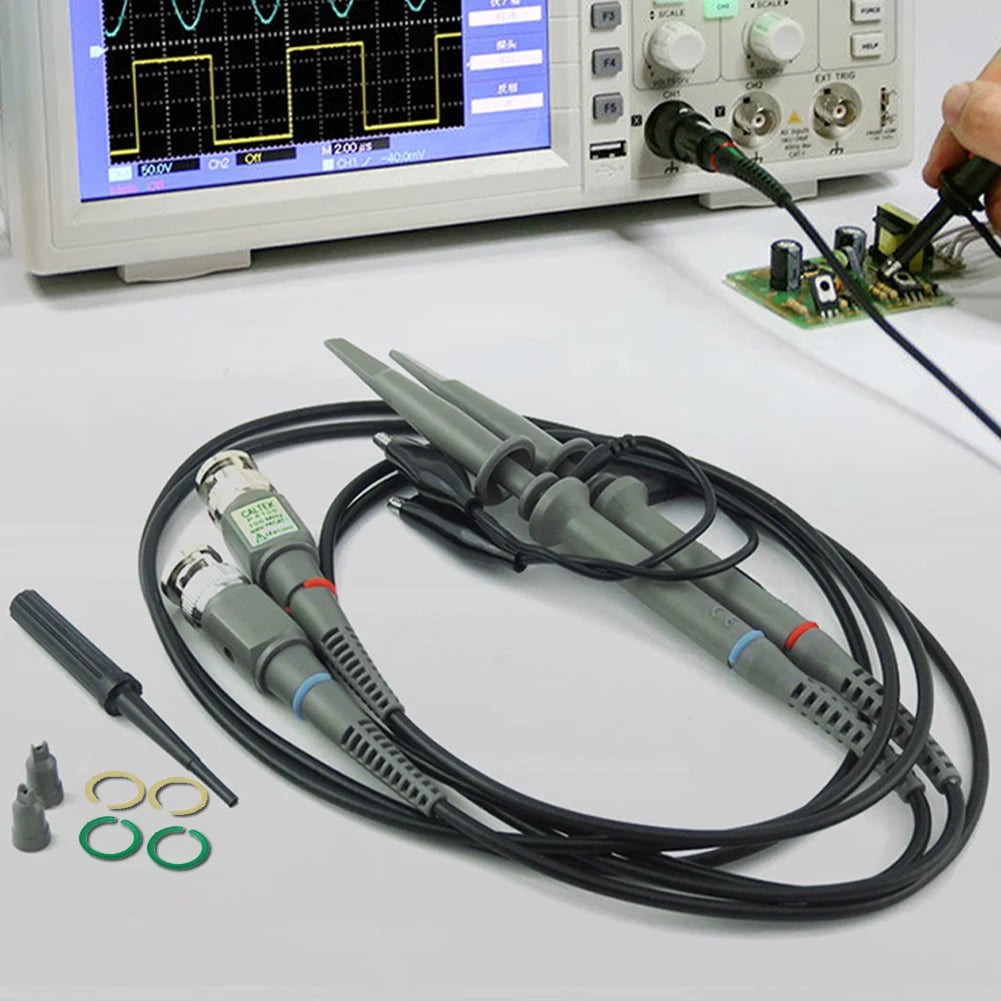 2-10PCS P6100 BNC Oscilloscope Probe Kit High Precision Scope Analyzer Alligator Clip Probes Test Leads 100MHz Oscilloscope Part
