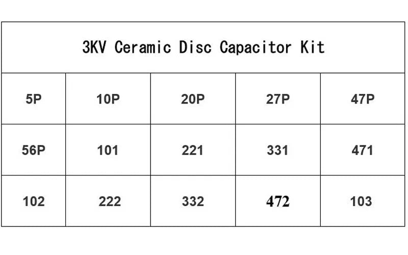 150Pcs/Box 15Value 3KV Ceramic Disc Capacitor 5P 10P 22P 47P 56P 100P 150P 220P 330P 470P 102 222 332 472 103 DIY KIT