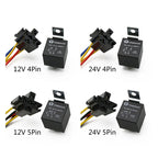 Waterproof Automotive Relay 12V 24V 4pin 5pin 4P 5P 40A Car Relay With Black Red Copper Terminal Auto Relay With Relay Socket