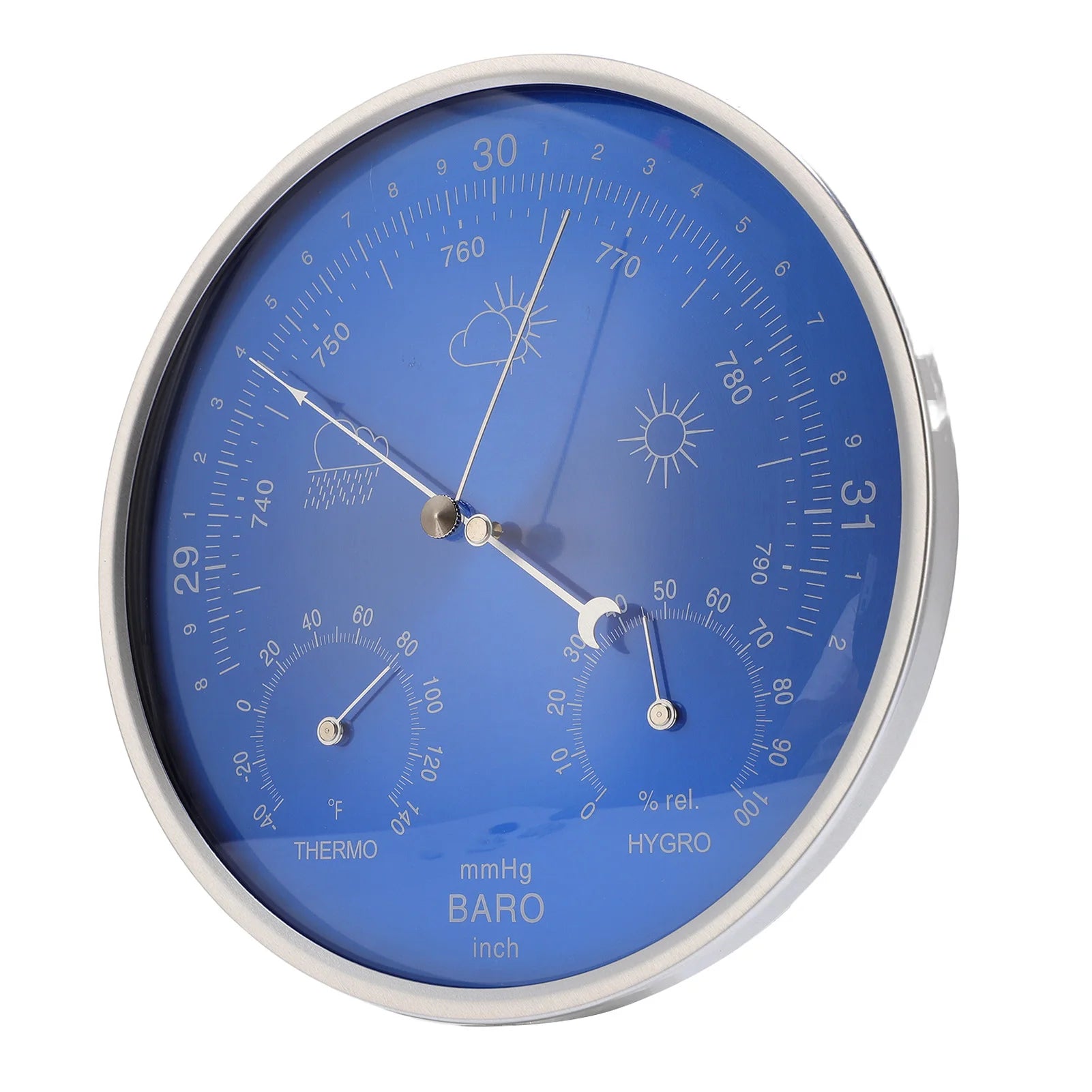 Thermometer Barometer Hygrometer 3 in 1 All Season Wall Hanging Indoor Outdoor Accurate Weather Instrument Blue 180mm