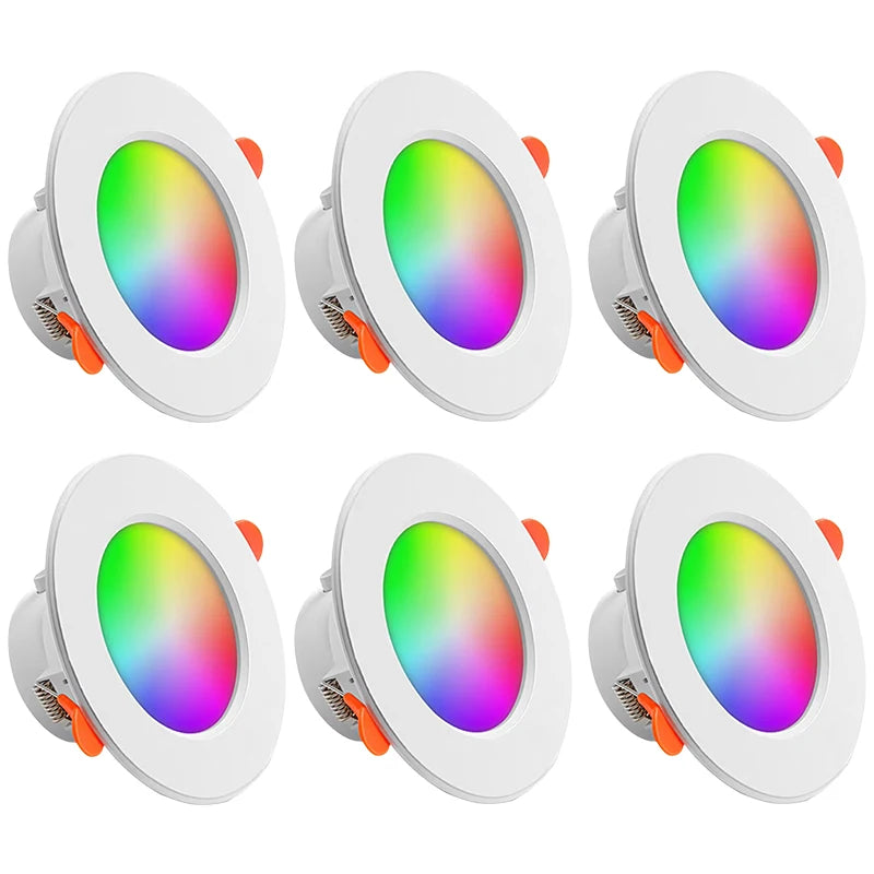 1-10PCS 10W Smart LED Downlight Bluetooth Ceiling Lamp RGB CCT Lamp APP Remote Control Color Changing Light for Google Alexa Hom