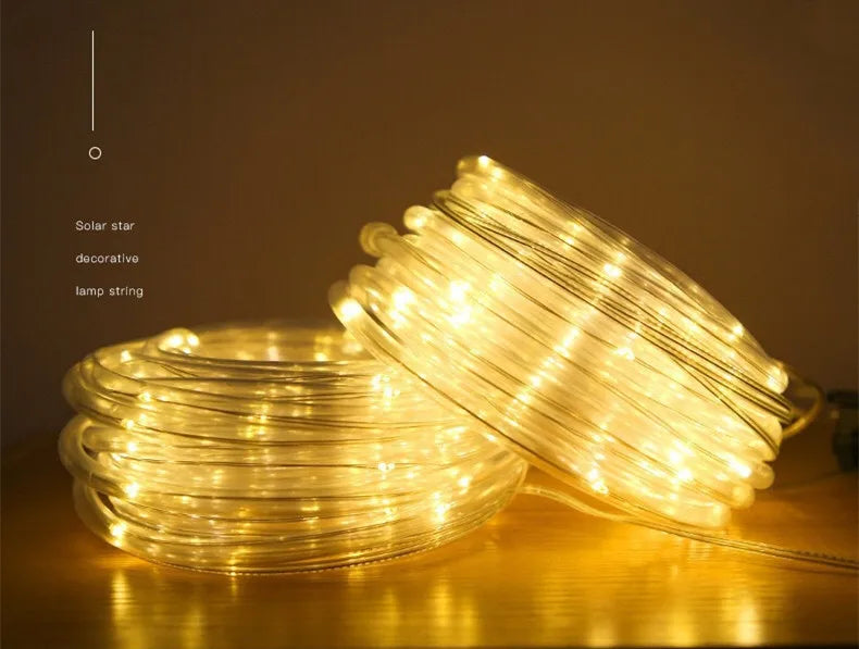 Solar String Lights Outdoor Waterproof LED Strip Rope Tube Lamp Christmas Fairy Garland String Lights for Garden Tree Yard Fence