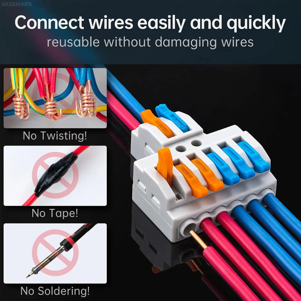 10 pcs Lever Wire Connectors Quick Wiring Cable Connector Splicing Wire Connectors Push-in Conductor Screw Terminals Block