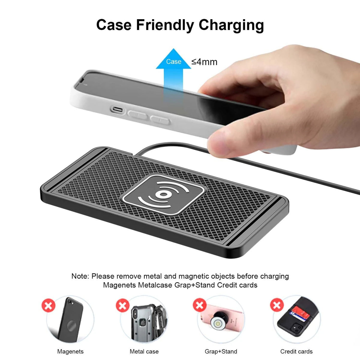 Car Wireless Charger Non-Slip Dashboard Phone Charger Mat with Type C Cable for Ford Maverick 2022-2025 Car Interior Accessories