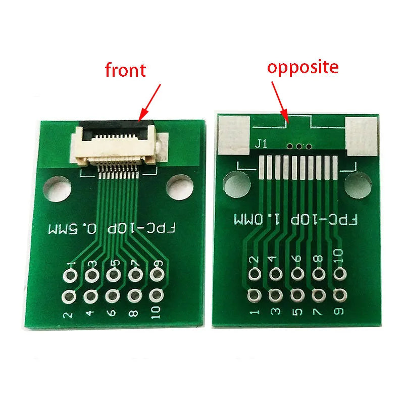 1PC FPC Connector 10PIN Flexible Cable Adapter Board FFC To 2.54mm Straight Plug Soldered With 0.5mm Spacing Socket PCB