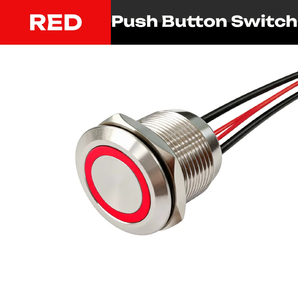 FILN 22mm 20A Waterproof Metal Push Button Switch Ring LED Lighted Pre-Wired High Current Power Switch Lamp for Car Boat Marine