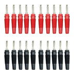 20pcs/10pairs 4MM Nut Banana Plugs 24K Gold-plated Connector With Screw Lock For Audio Jack Speaker Plugs Black&Red
