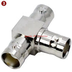 Q9 BNC Male Female Connector Tee Type 3Way Splitter BNC To BNC Male Female 90 Degree Right Angle Brass RF Coaxialc