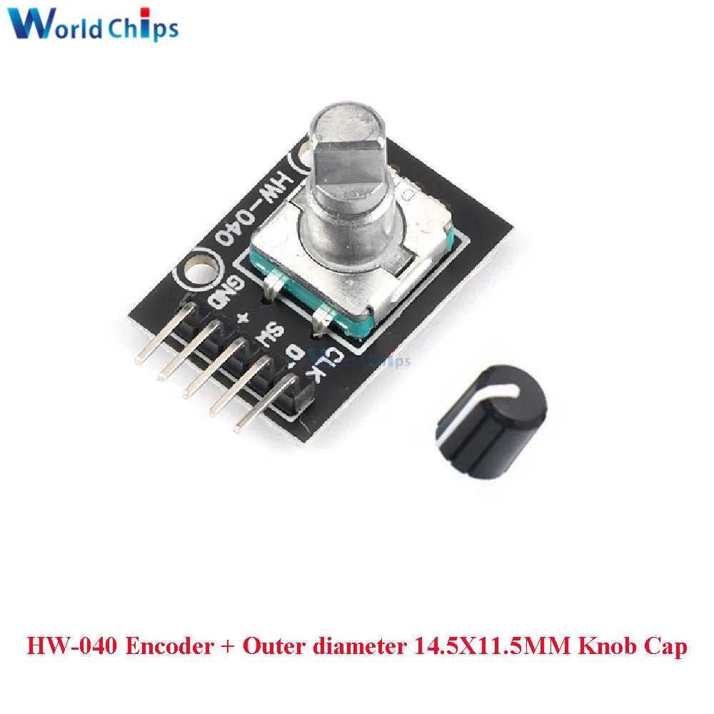 10 PCS 360 Degrees Rotary Encoder Module KY-040 HW-040 Sensor Switch 6MM Half Shaft Potentiometer Rotary Knob Cap 15×17 15×13.5