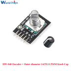 10 PCS 360 Degrees Rotary Encoder Module KY-040 HW-040 Sensor Switch 6MM Half Shaft Potentiometer Rotary Knob Cap 15×17 15×13.5