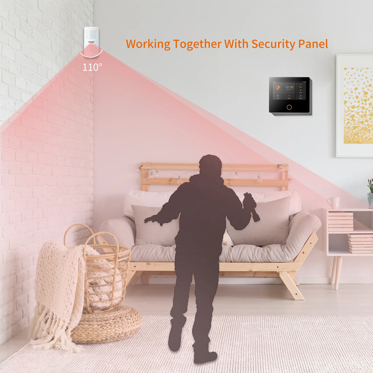 Staniot 433MHz Wireless PIR Motion Detector with Indicator Light Human Infrared Movement Sensor for Home Security Alarm System
