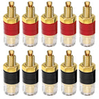 4Pcs 4mm Gold Plated HIFI Speaker Amplifier Binding Posts Brass Terminal Connector With Transparent Shell Banana Plug Socket