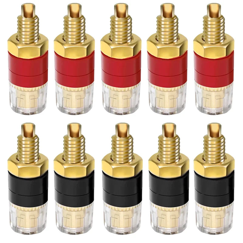 4Pcs 4mm Gold Plated HIFI Speaker Amplifier Binding Posts Brass Terminal Connector With Transparent Shell Banana Plug Socket