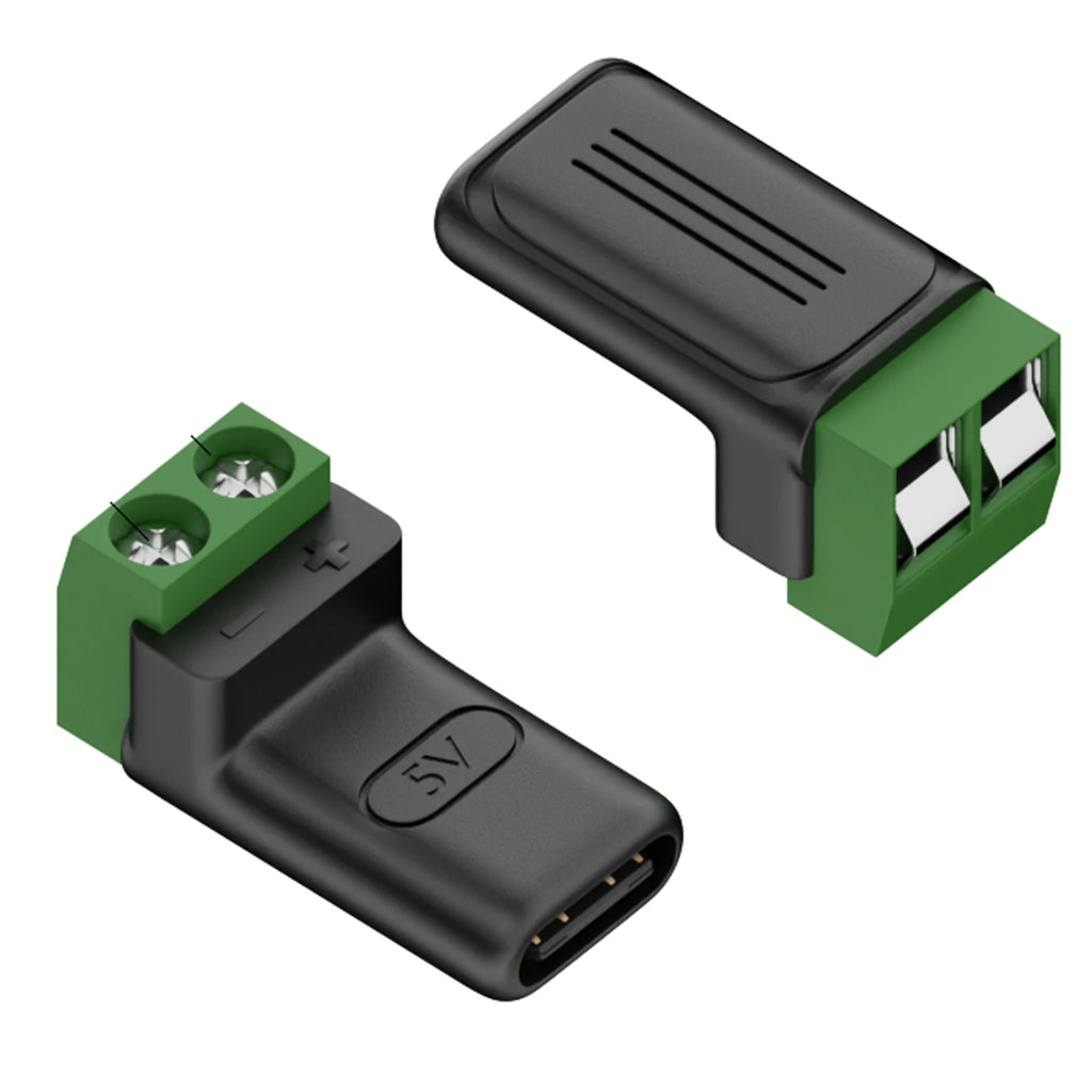 Type C Male Female Micro USB5V/9V/12V To 2Pin No Solder Green Terminal Adapter Quick Connection Head for Charging Phones Tablets