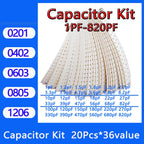 Capacitor kit 0201 0402 0603 0805 1206 smd Capacity package each value*20PCS Sample Kit Capacitor 1nf 10nf 100nf 1uf 10uf 22uf
