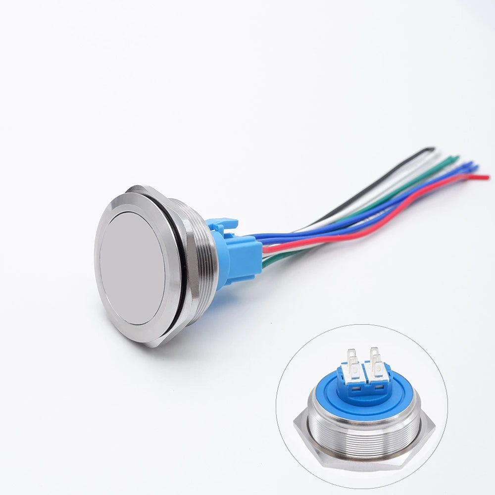 40mm Metal Push Button Switch Power LED Light Waterproof Reset Self-locking Latching Start Stop Switch On Off 2NO2NC With Wire