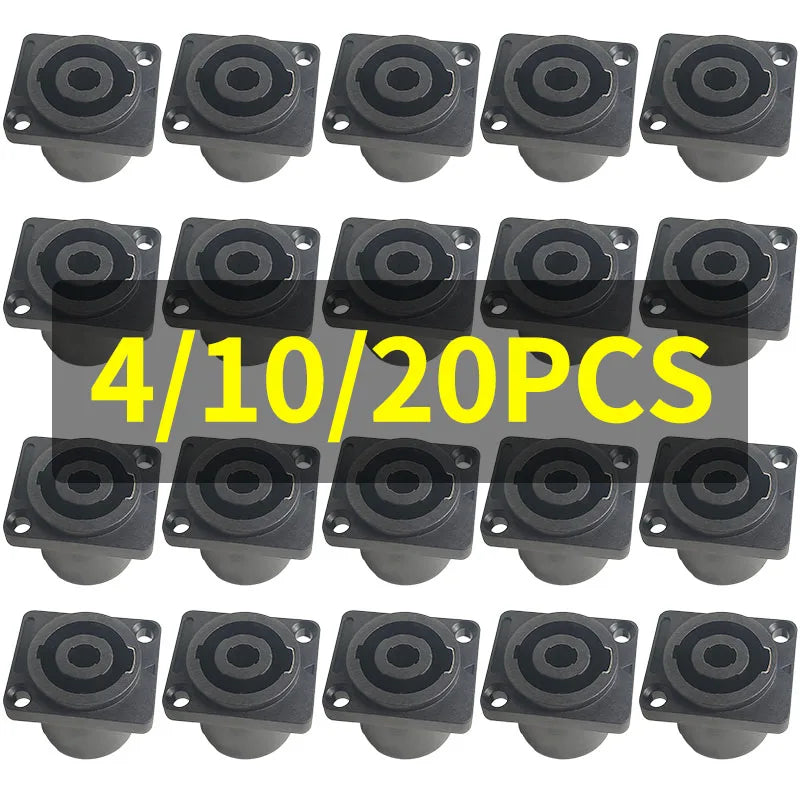 4/10/20pcs Panel Mount 4-Pole Audio Socket with Locking Mechanism - Suitable for Speaker & Amplifier Setups NL4MP