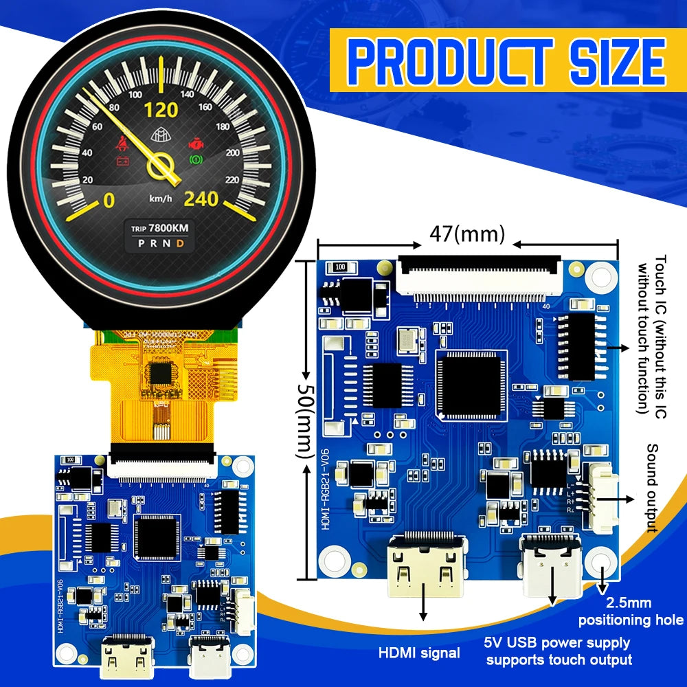 2.1 Inch TFT LED Display Module Round Screen HD IPS 480*480 SPI RGB Interface MIPI HDMI Driver ST7701S Capacitive Touch Screen