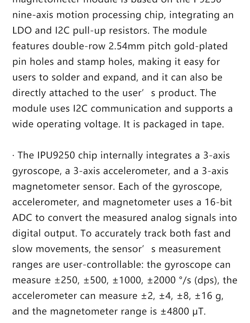 ZY MPU9250 9-Axis IMU Sensor Module Accelerometer Gyroscope Magnetometer I2C Digital Attitude Sensor For Arduino