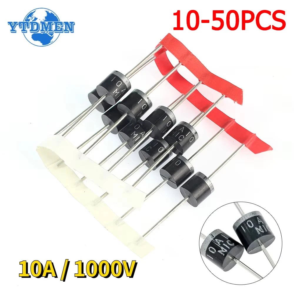 10-50pcs 10A10 Diodes 10A 1000V DO-27 Electrical Axial Rectifier Diodes Kit
