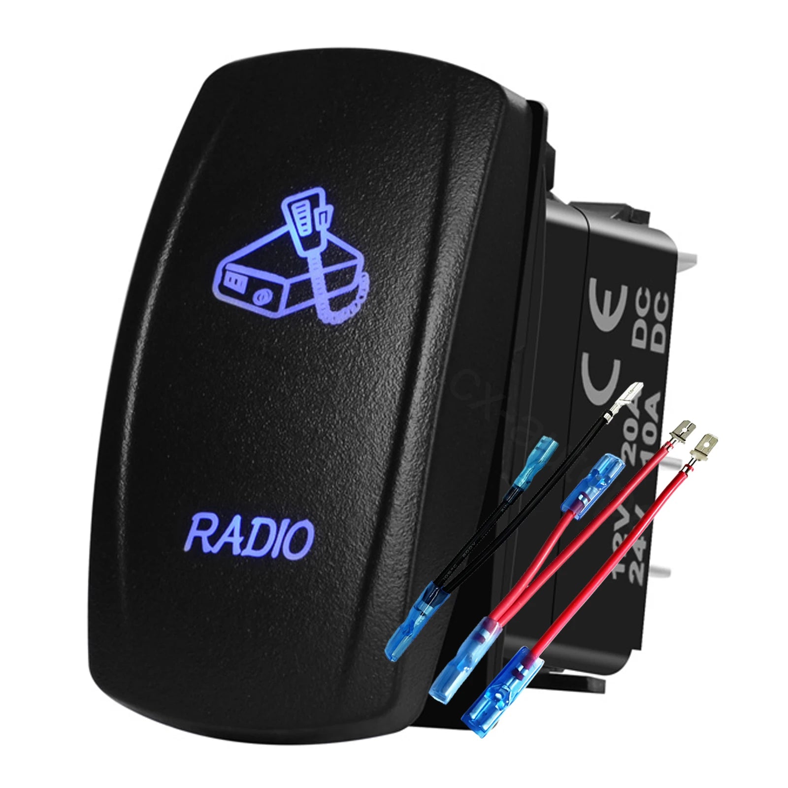 12V 24V Boat Trim Tabs Switch (ON)-OFF-(ON) Momentary Rocker Switch Waterproof Blue Light ON-OFF Toggle Switch With Harness