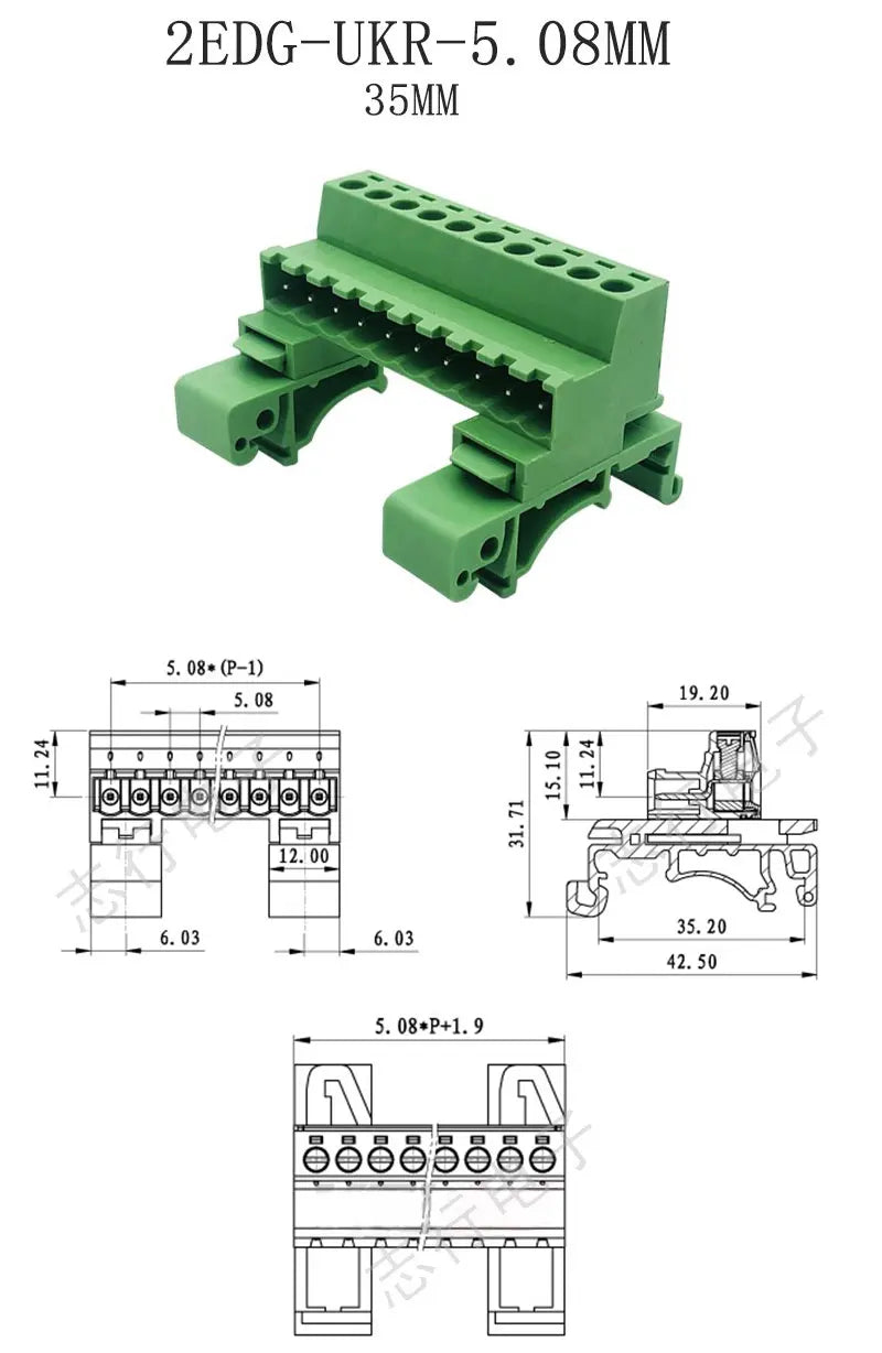 1Sets 2EDG-UKR-5.08mm Cable Butt Joint 35mm Rail Type Terminal Block Screw Plug-in Wire Connector Solderless Butt Joint 2P-24P