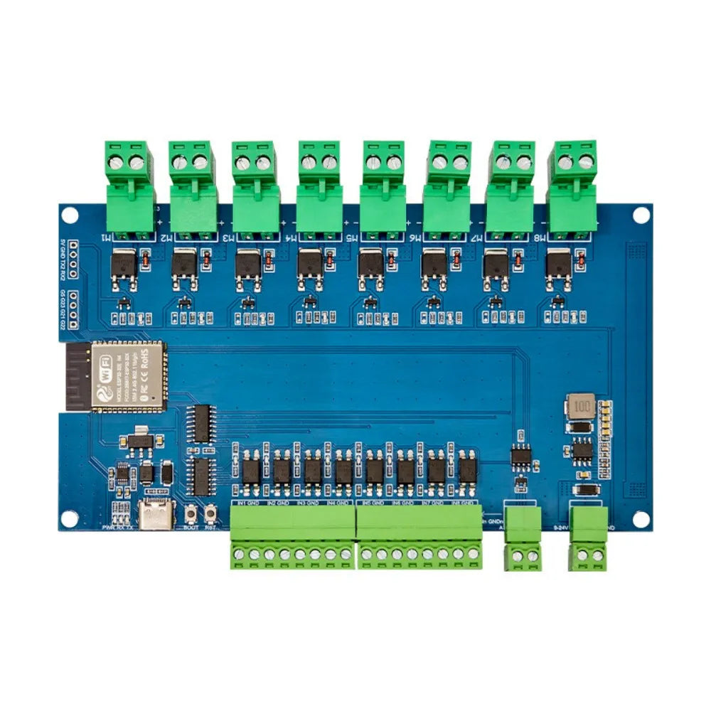 ESP32 Modbus RTU 8CH MOSFET Module RS485 TTL UART 8 Opto-Isolated Input CH340 WiFi BT Type-C & 7-24VDC Dual Dual Power Supply