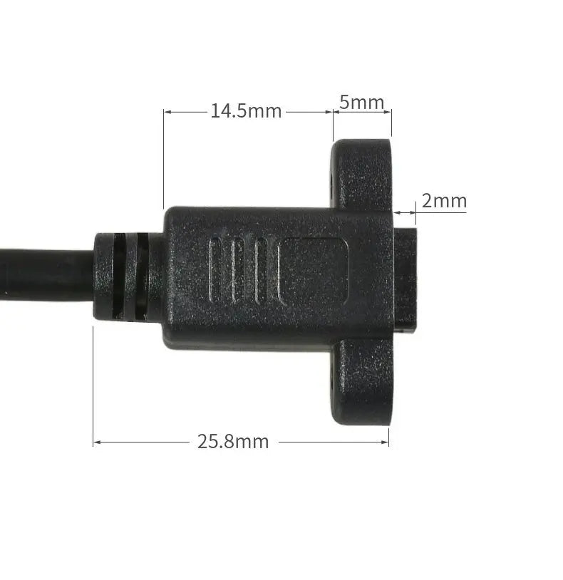 Micro Type USB USB 2.0 Male Connector to Type-c Mini USB 5pin Female Extension Cable Pitch 17mm With Screws Panel Mount Hole