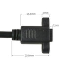 Micro Type USB USB 2.0 Male Connector to Type-c Mini USB 5pin Female Extension Cable Pitch 17mm With Screws Panel Mount Hole