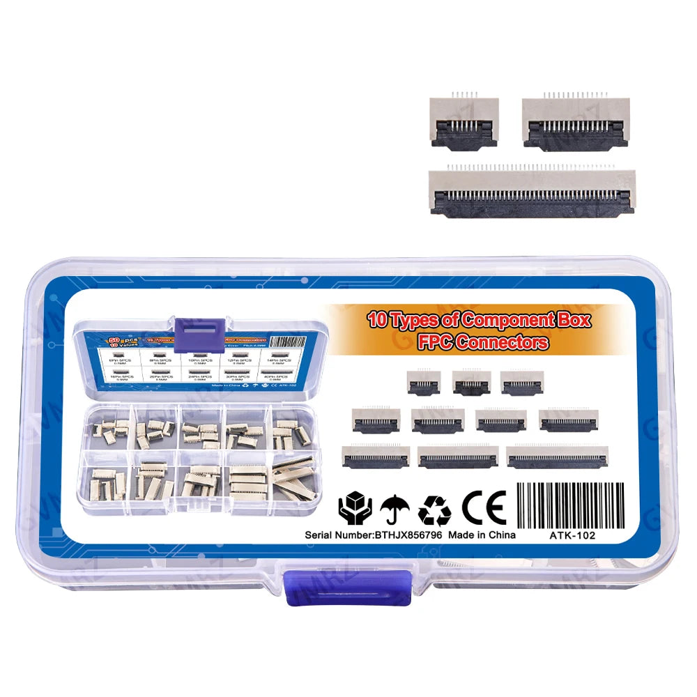 50PCS 0.5mm Pitch Flip Type Under Clamshell Socket FPC FFC Flat Cable Connector 6P 8P 10P 12P 14P 16P  Kits 20P 24P 30P 40P