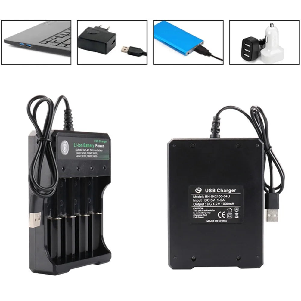 2 3 4 Slots 18650 Battery Charger For 3.7V Rechargeable Lithium AC 110V/220V 10440 14500 16340 16650 14650 18350 18500 Batteries