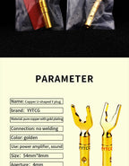 YYTCG Gold plated Banana Plug Connectors, Speaker plugs, audio screws, fork connectors, U and Y 1pcs/4pcs