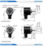 AUCHTEL 38mm Incremental Rotary Encoder 6mm D Shaft Optical Switch AB Z Phases 10-1024-3600 PPR 5-24VDC