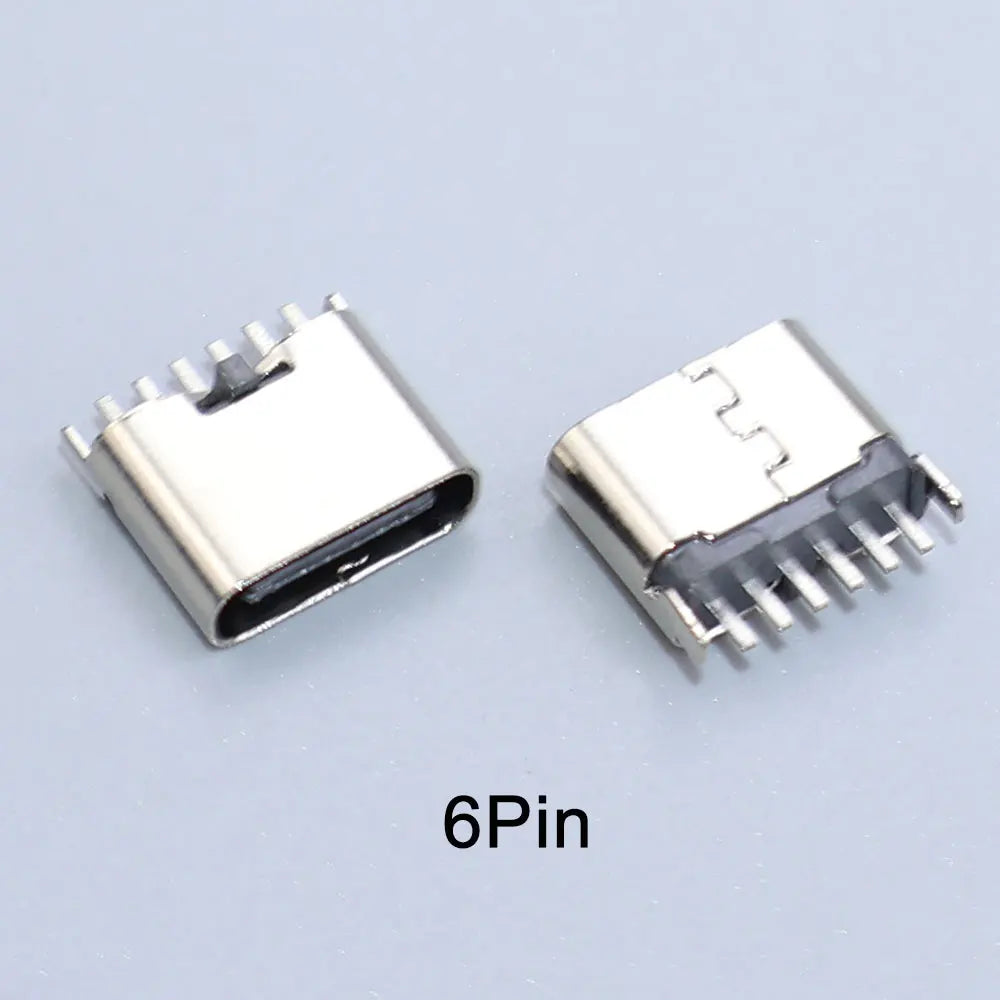 JCD 10PCS 2/6/16/24 Pin Type-C Charging Port USB-C Female Connector Charger Socket PCB Soldering SMD SMT DIY Repair Adapter