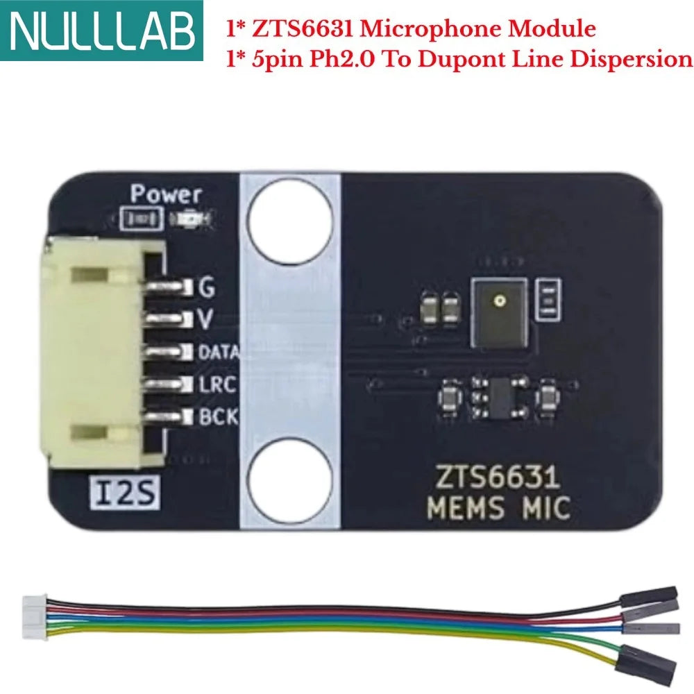 I2S MEMS Microphone Module ZTS6631 High Sensitivity Digital Audio Sensor PH2.0 Connector supports ESP32 for HOME Assistant
