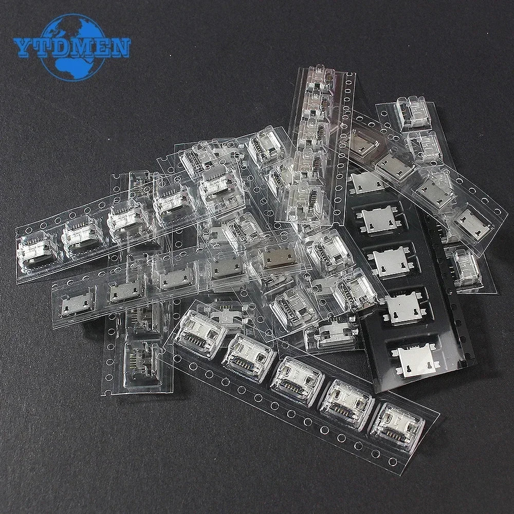 60pcs Socket Connector 5Pin Micro USB Socket Connectors Assortment Set 12 Models SMD DIP Electronics Kit